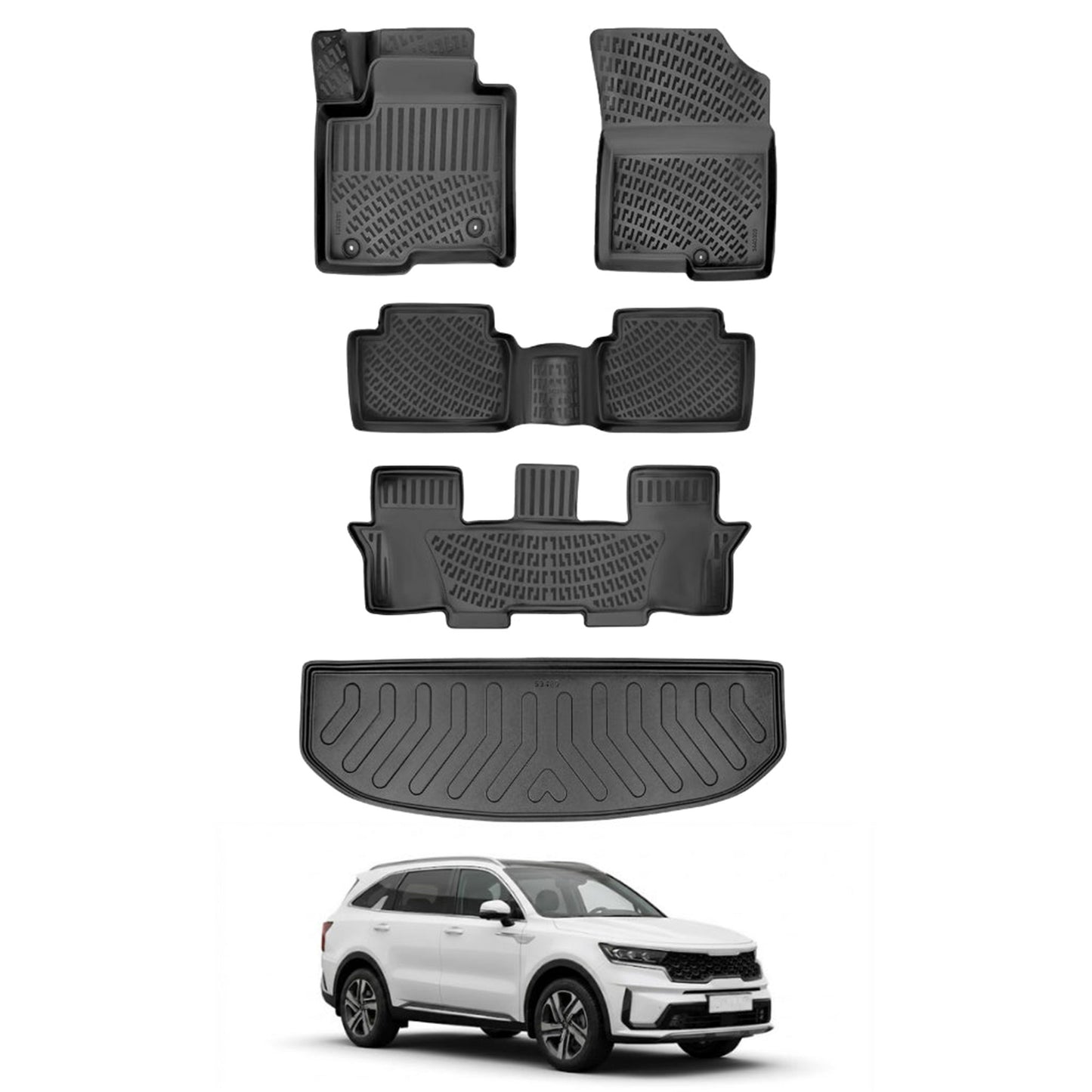Kia Sorento Floor Mats and Cargo Liner 2021-2026 - Auto Accessory SKU: 4672