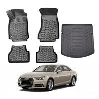 Audi A4 B9 Floor Mats and Cargo Liner 2016-2026, All Weather TPE Front, Rear & Cargo Set