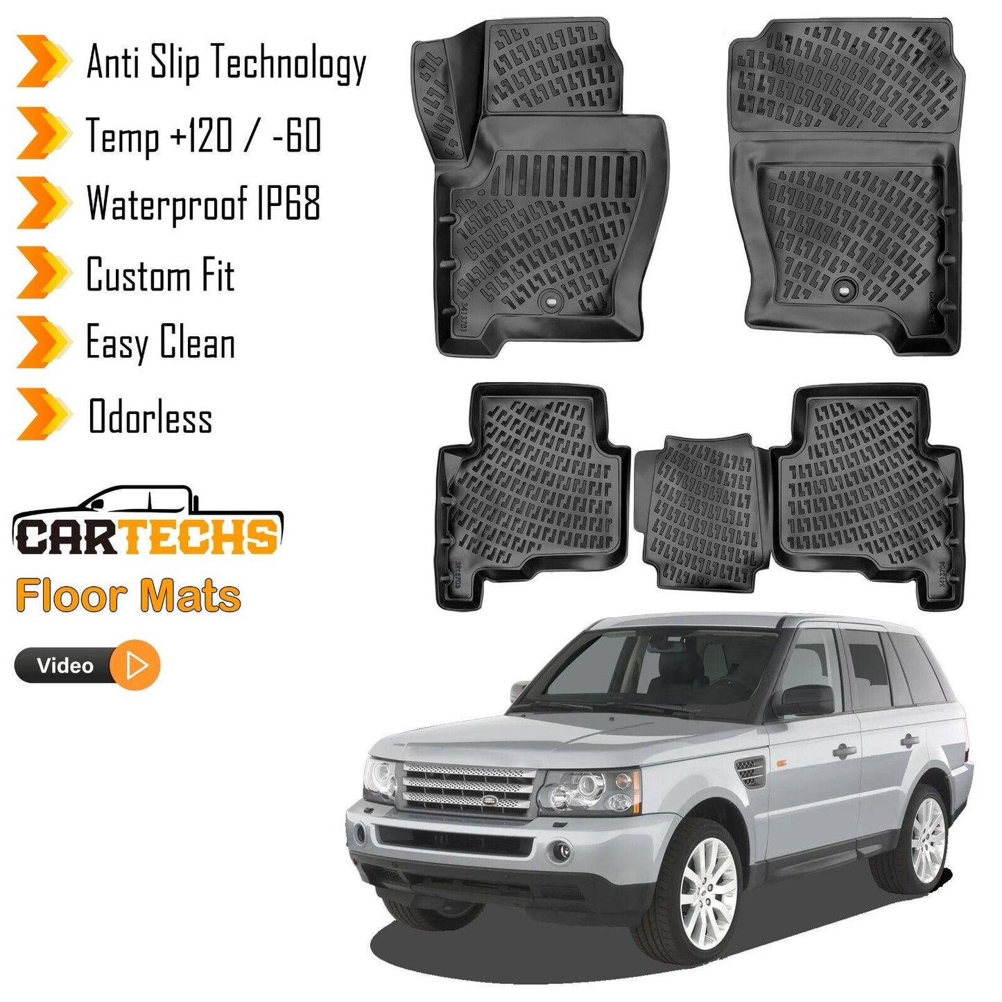 Floor Mats Liner Fits Land Rover Range Rover Sport L320 2005-2013 Waterproof 3D