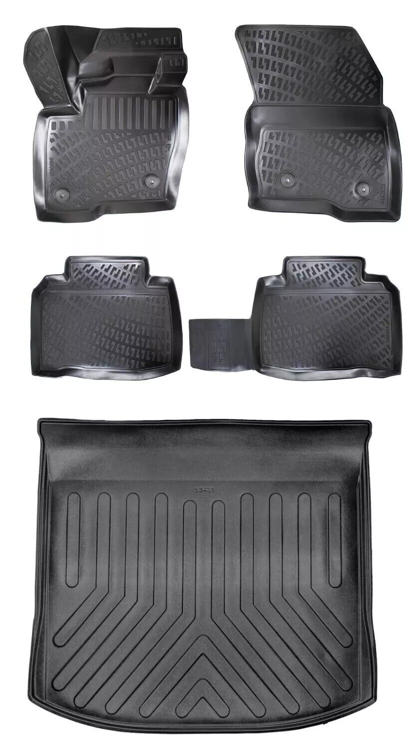 Floor Mats + Cargo Trunk Liner For Ford Edge 2015-2022 3D Black Eco SET