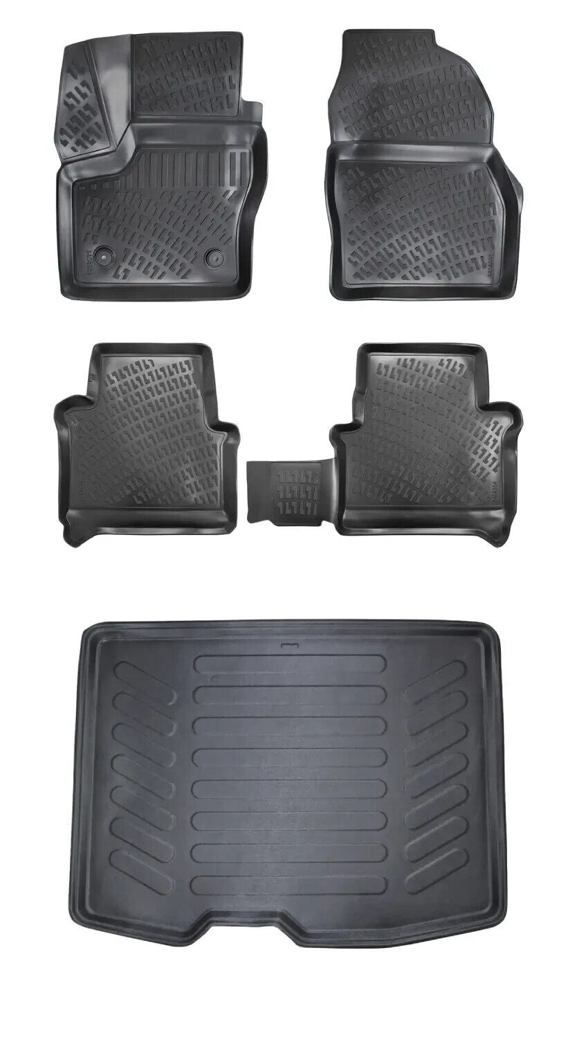 Floor Mats + Cargo Trunk Liner For Ford Transit Connect 2014-2021 Waterproof SET