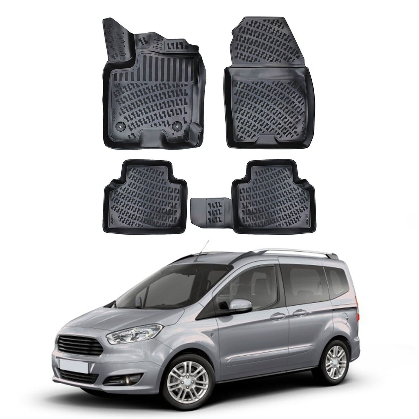 Floor Mats Liner For Ford Transit Connect 2014-2023 Waterproof 3D Molded Black