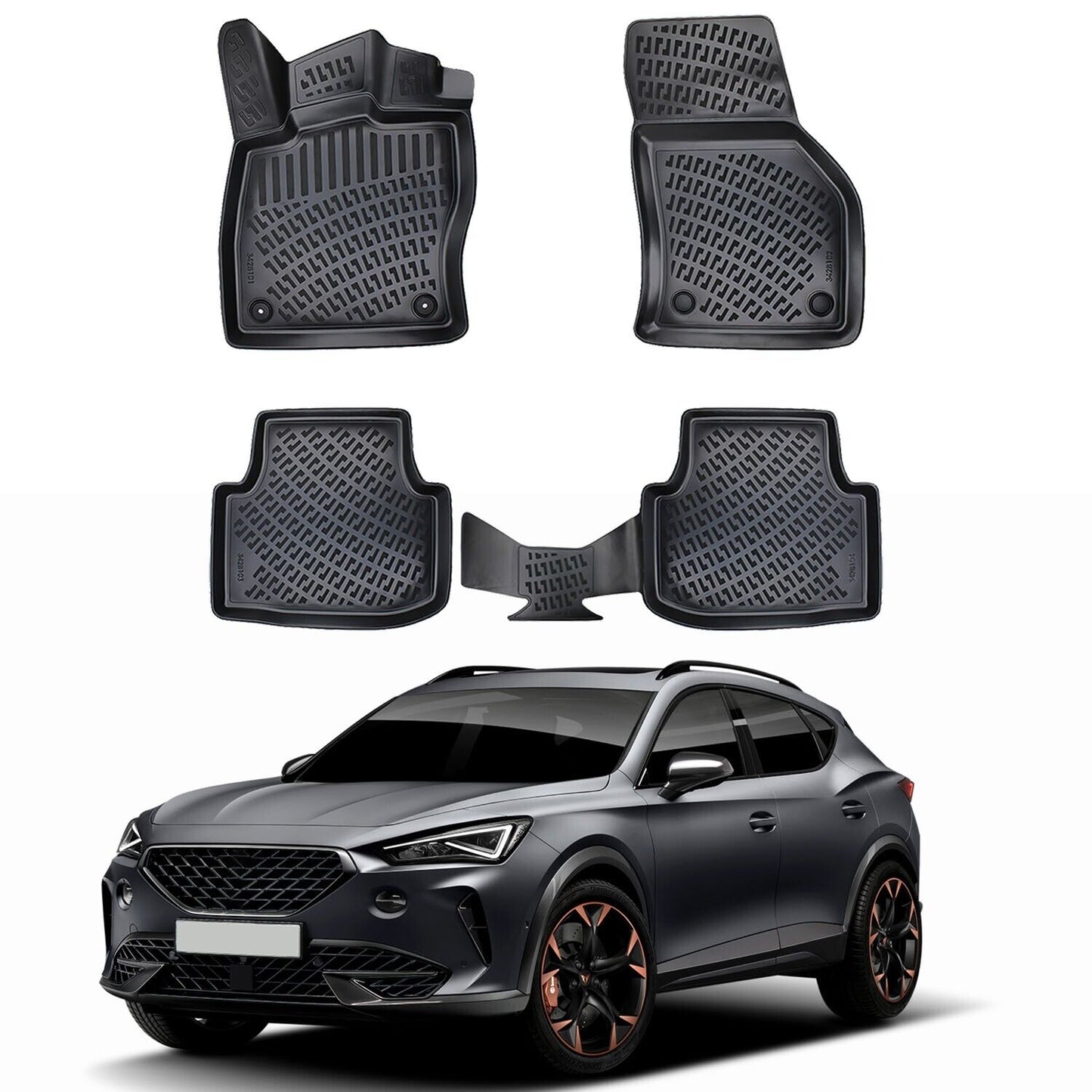 Floor Mats Liner For Cupra Formentor 2020-2024 Waterproof All Weather Black 4Pcs