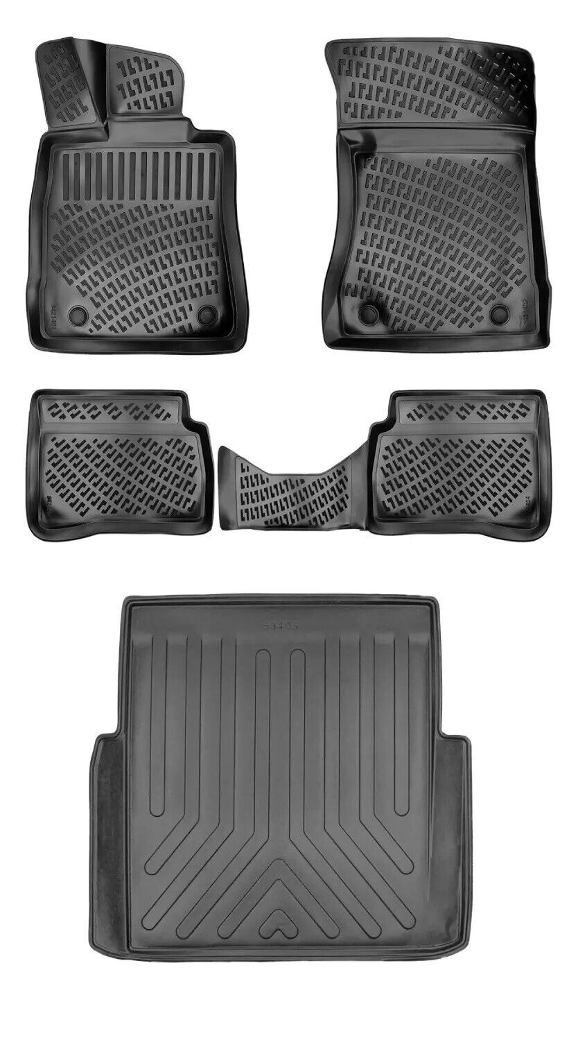 Floor Mats + Cargo Trunk Liner For Mercedes S-Class W221 2007-2013 3D Black SET