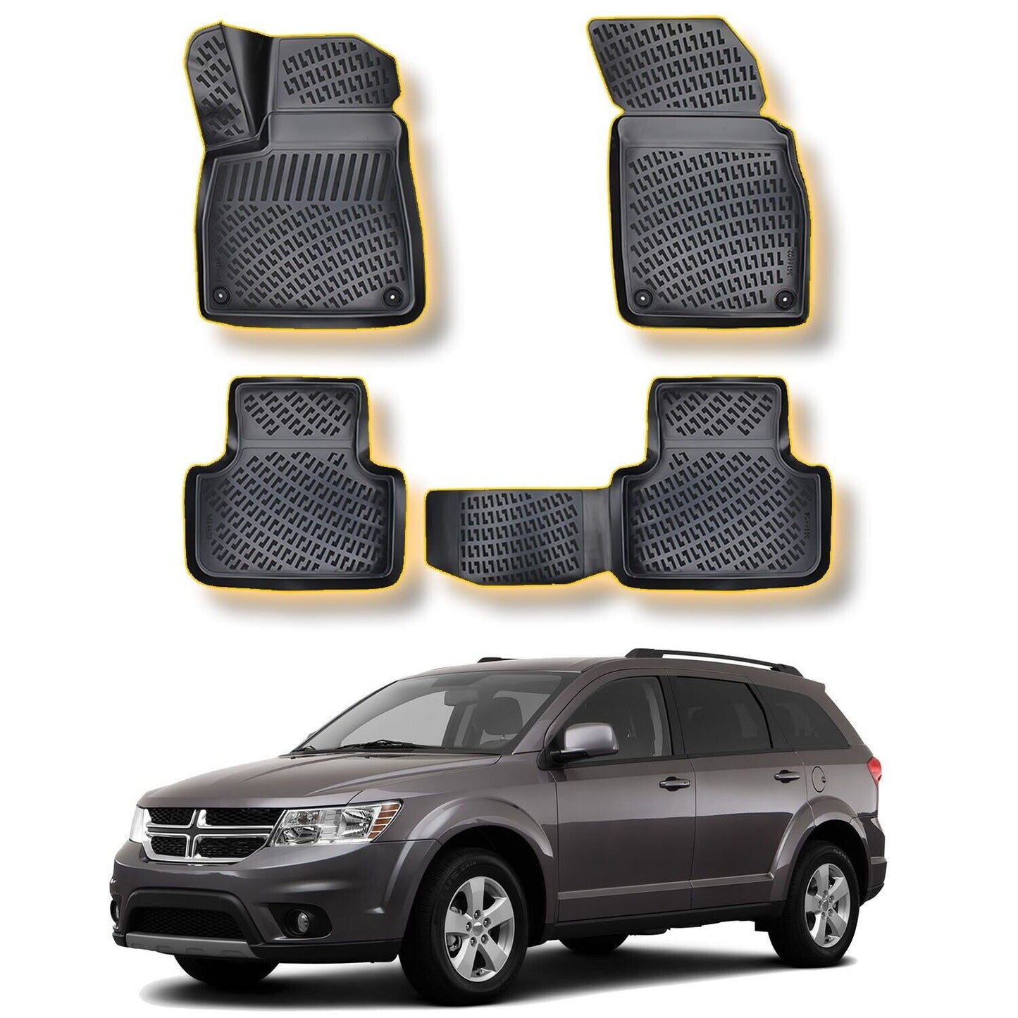 Floor Mats Liner For Dodge Journey 2009-2020 Waterproof Black All Weather 4 Pcs