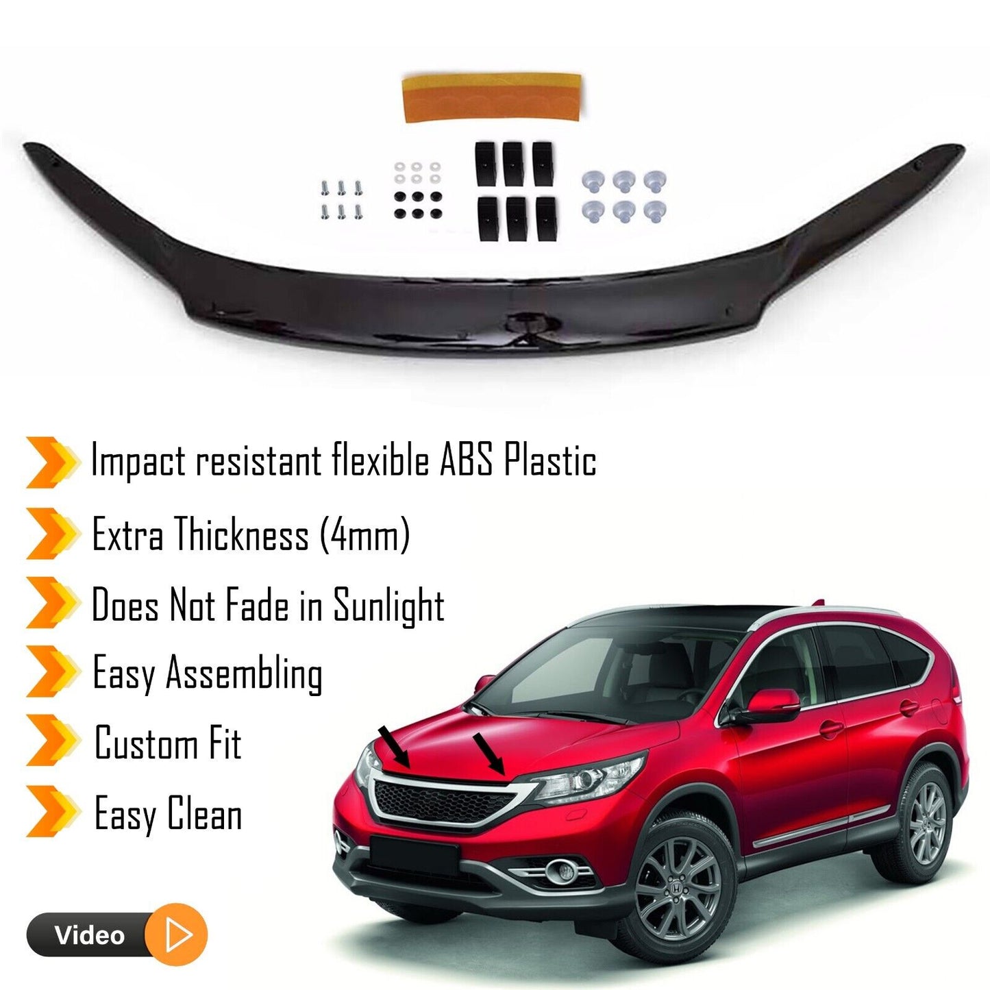 Premium Hood Deflector Guard Fits Honda CR-V 2012-2016 Bonnet Protector