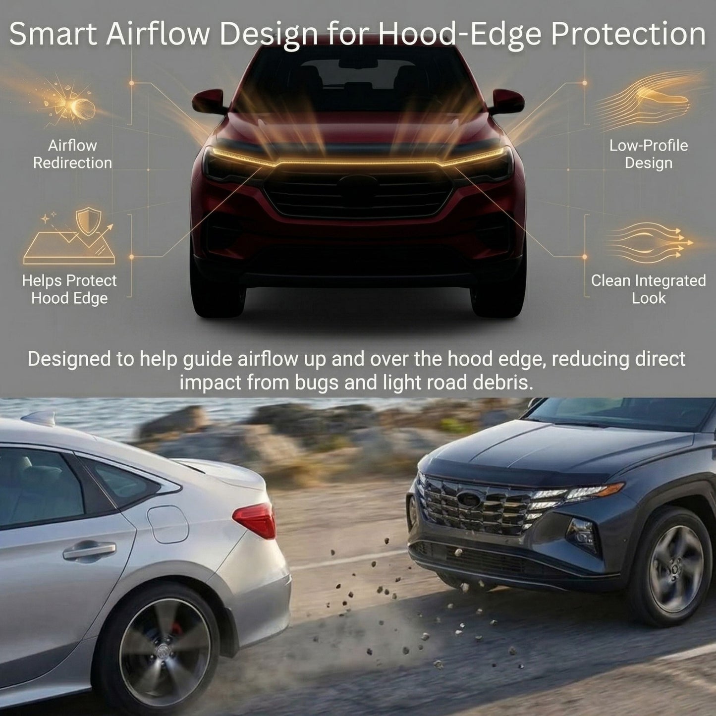 Ram ProMaster Hood Deflector 2023-2025, Hood Bugflector, Bug & Debris Shield, Black