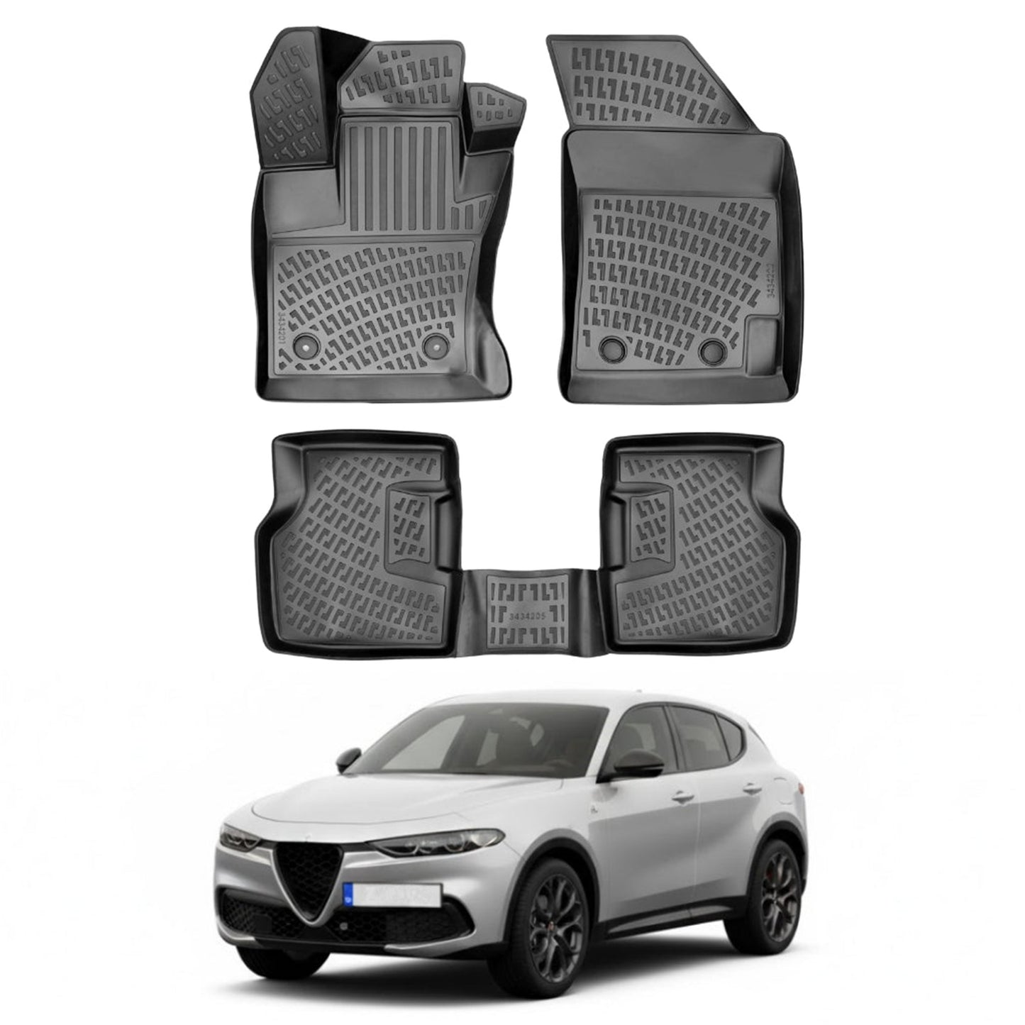 Alfa Romeo Tonale Floor Mats 2022-2026, TPE All Weather, Non Slip Car Interior Floor Liner