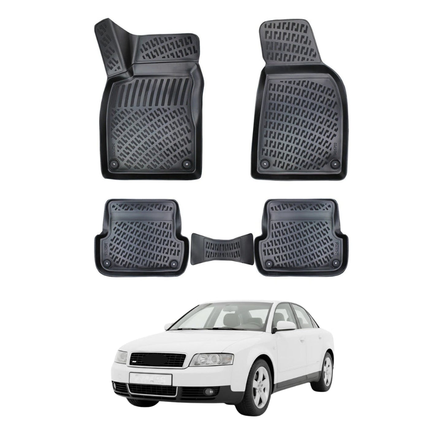 Audi A4 B6 Floor Mats 2001-2006, TPE All Weather, Non Slip Car Interior Floor Liner