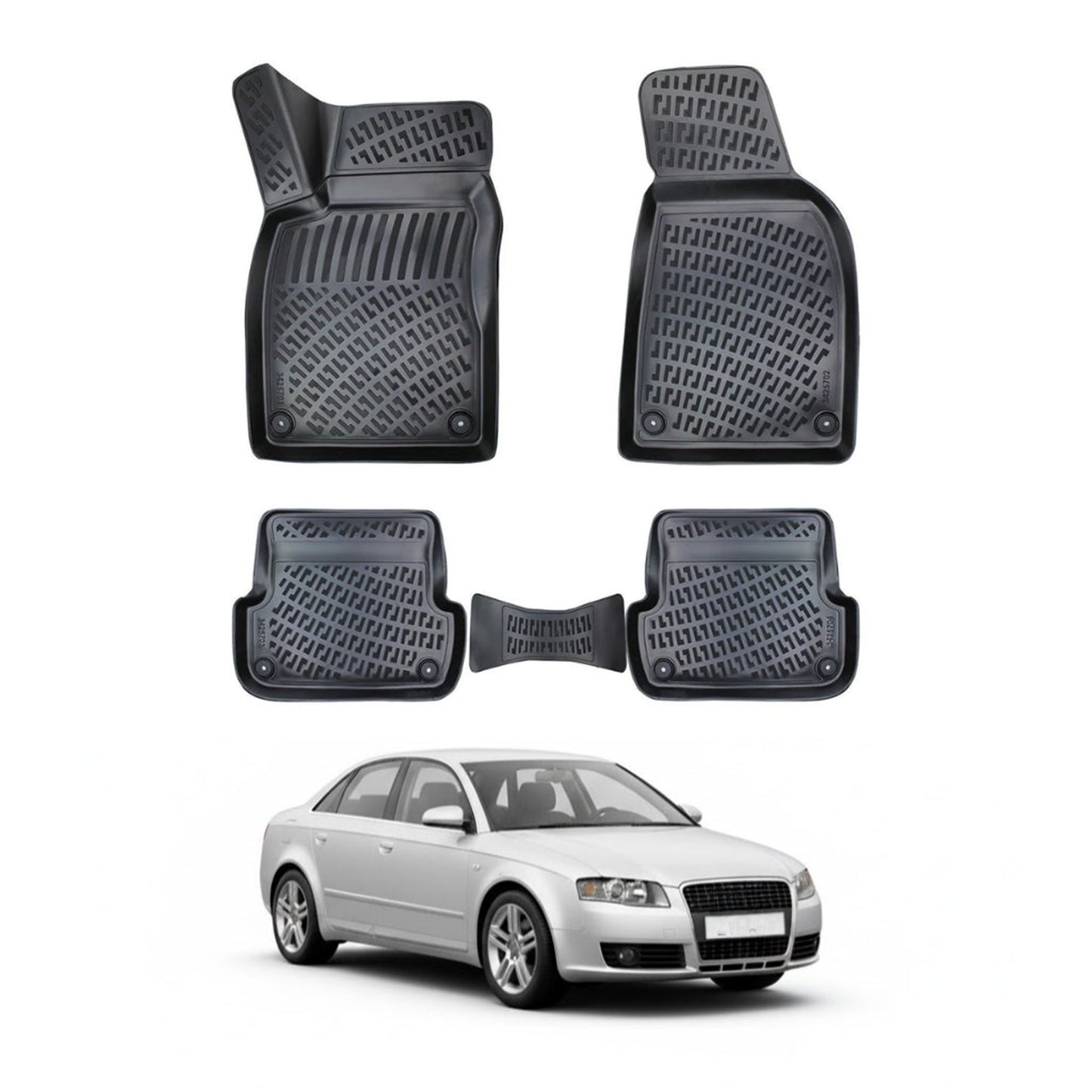 Audi A4 B7 Floor Mats 2004-2008, TPE All Weather, Non Slip Car Interior Floor Liner