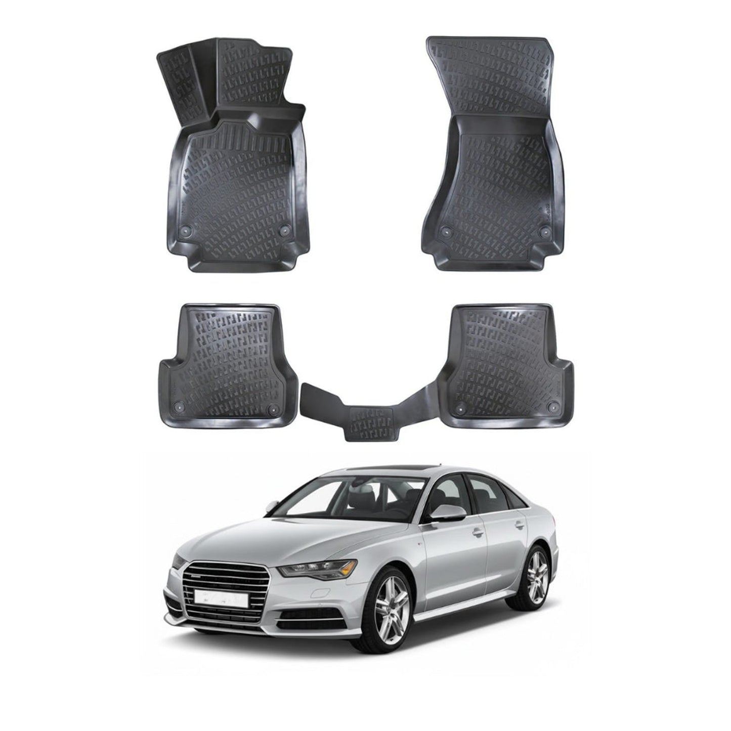 Audi A6 C7 Floor Mats 2015-2018, TPE All Weather, Non Slip Car Interior Floor Liner