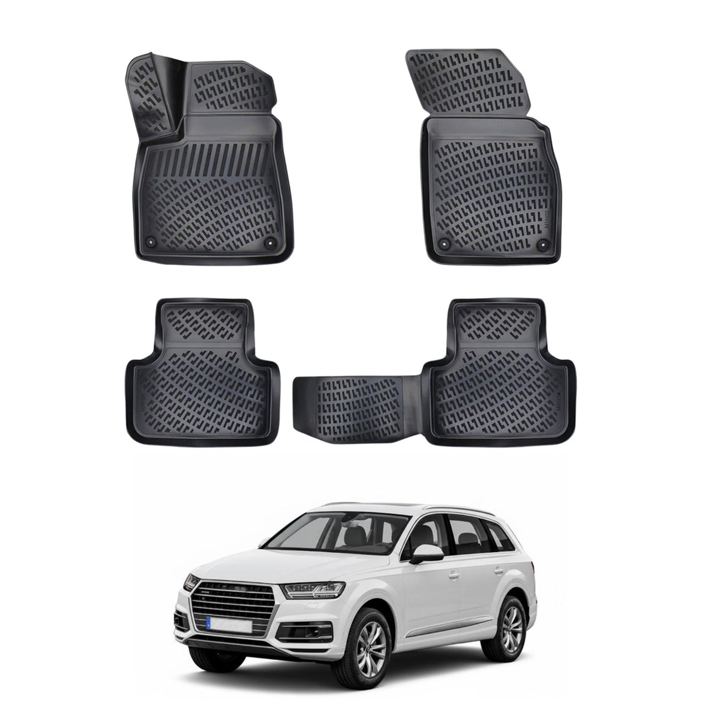 Audi Q7 Floor Mats 2016-2026, TPE All Weather, Non Slip Car Interior Floor Liner