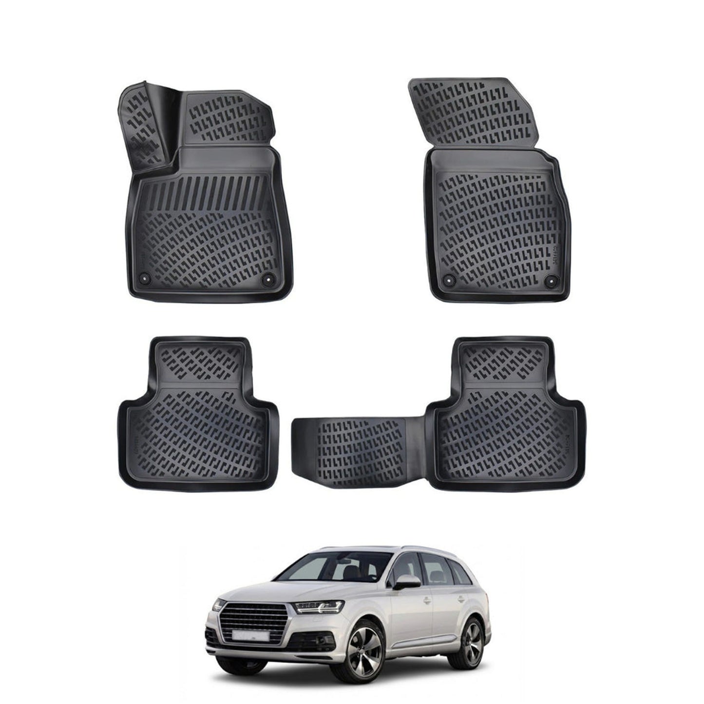 Audi Q7 e-tron Floor Mats 2016-2026, TPE All Weather, Non Slip Car Interior Floor Liner