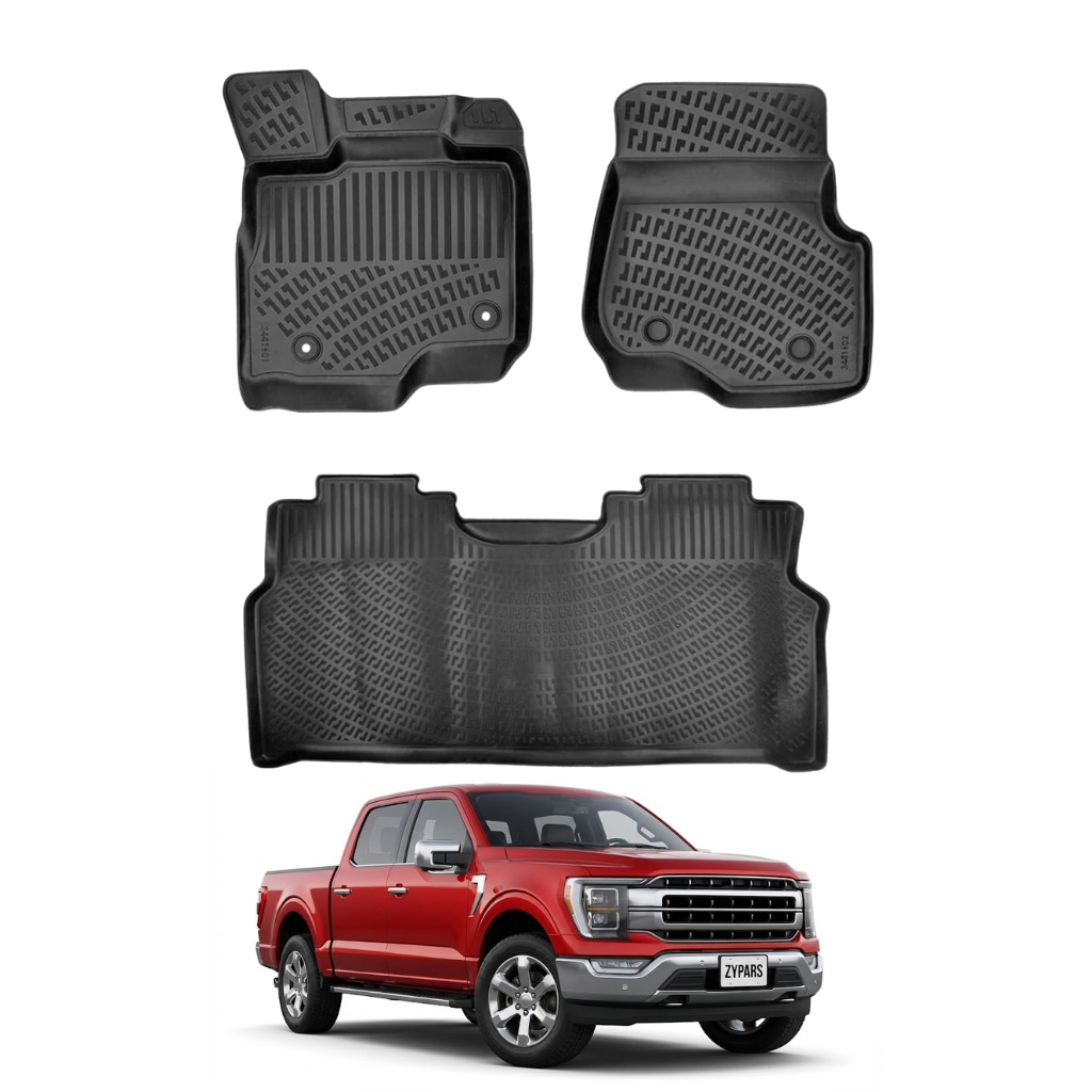 Ford F-150 SuperCrew Carpeted/Console/Foldable Storage Compartment Floor Mats 2021-2026