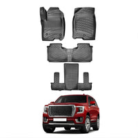GMC Yukon Denali Floor Mats 2021-2026, TPE All Weather, Non Slip Car Interior Floor Liner