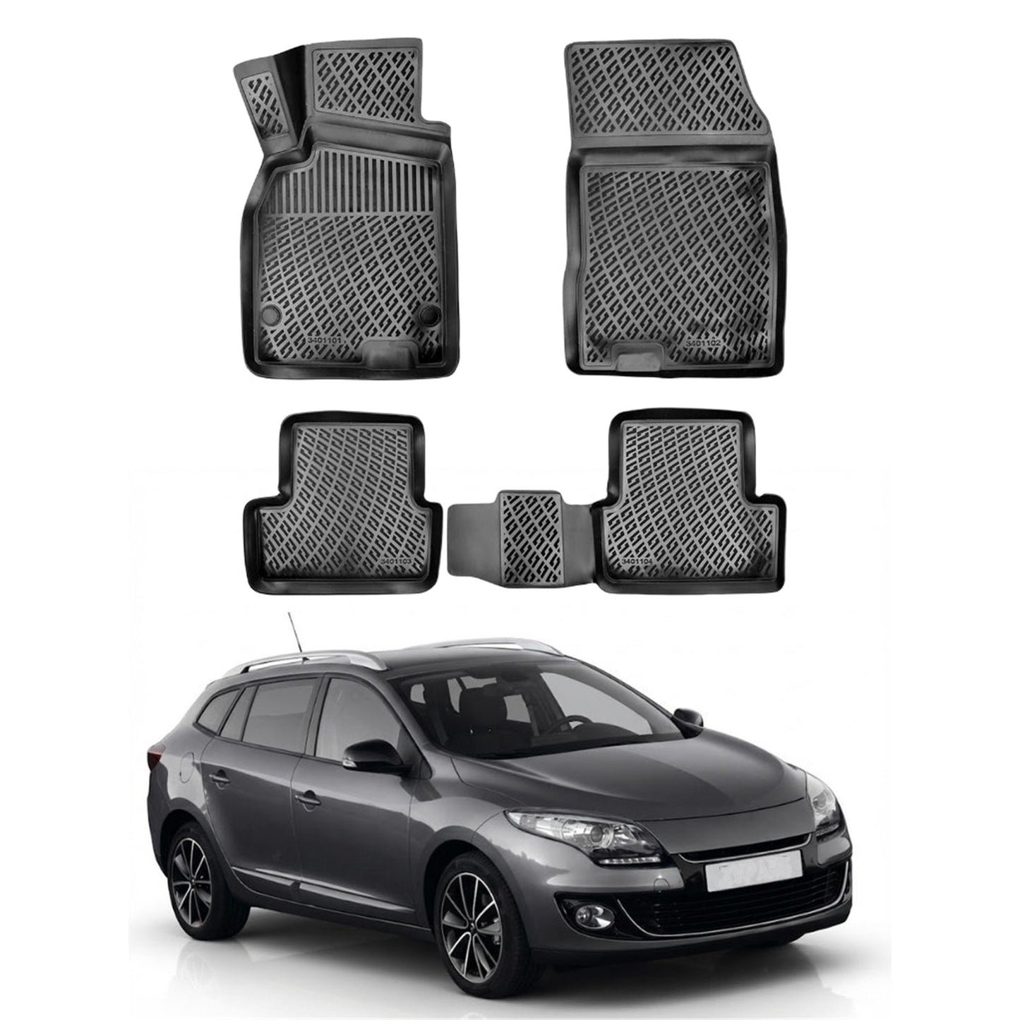 Renault Megane Floor Mats 2009-2016 - Auto Accessory SKU: 0928