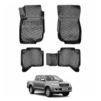Toyota Hilux Floor Mats 2004-2015, TPE All Weather, Non Slip Car Interior Floor Liner