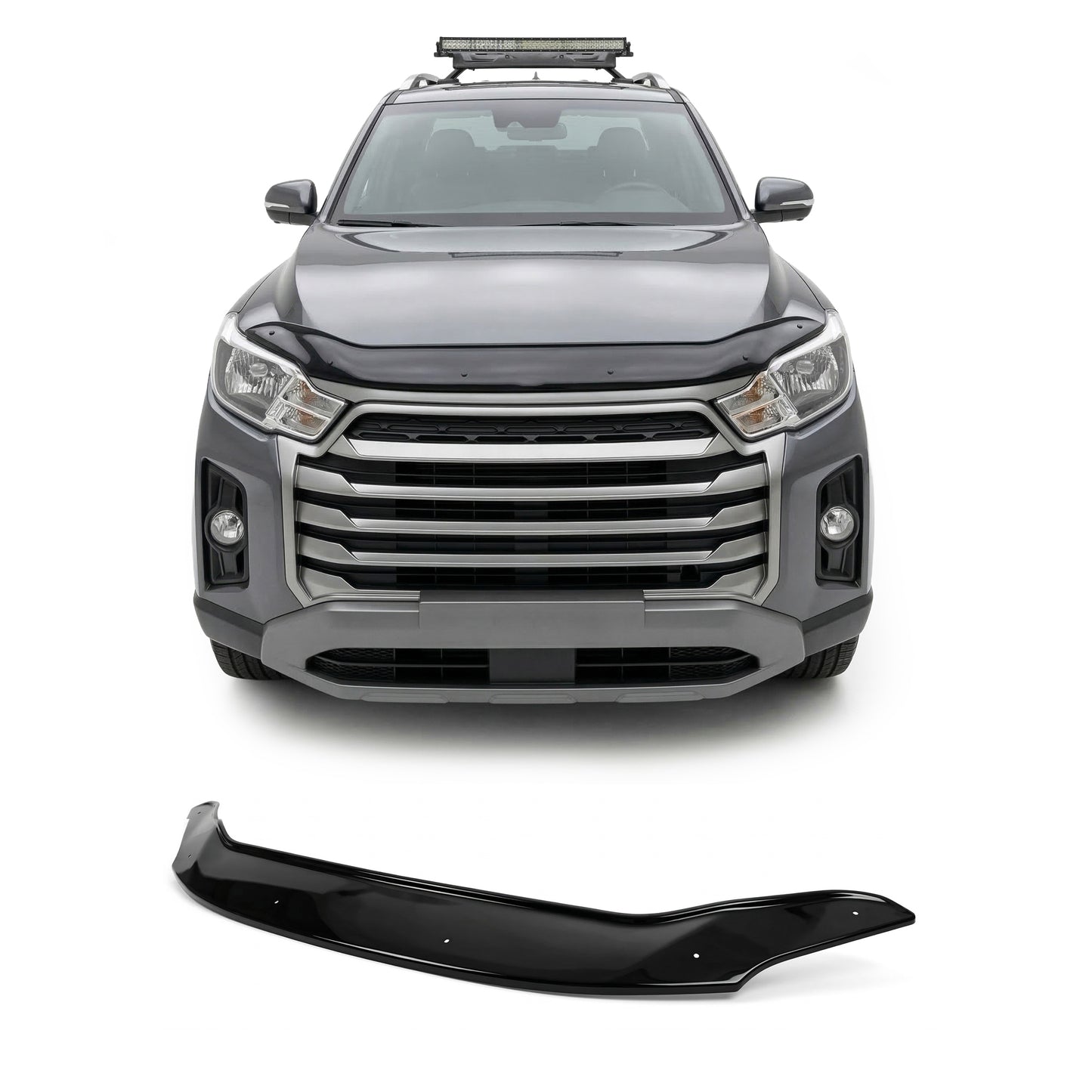 SsangYong Musso Hood Deflector 2021-2026, Hood Bug Shield, ABS Black