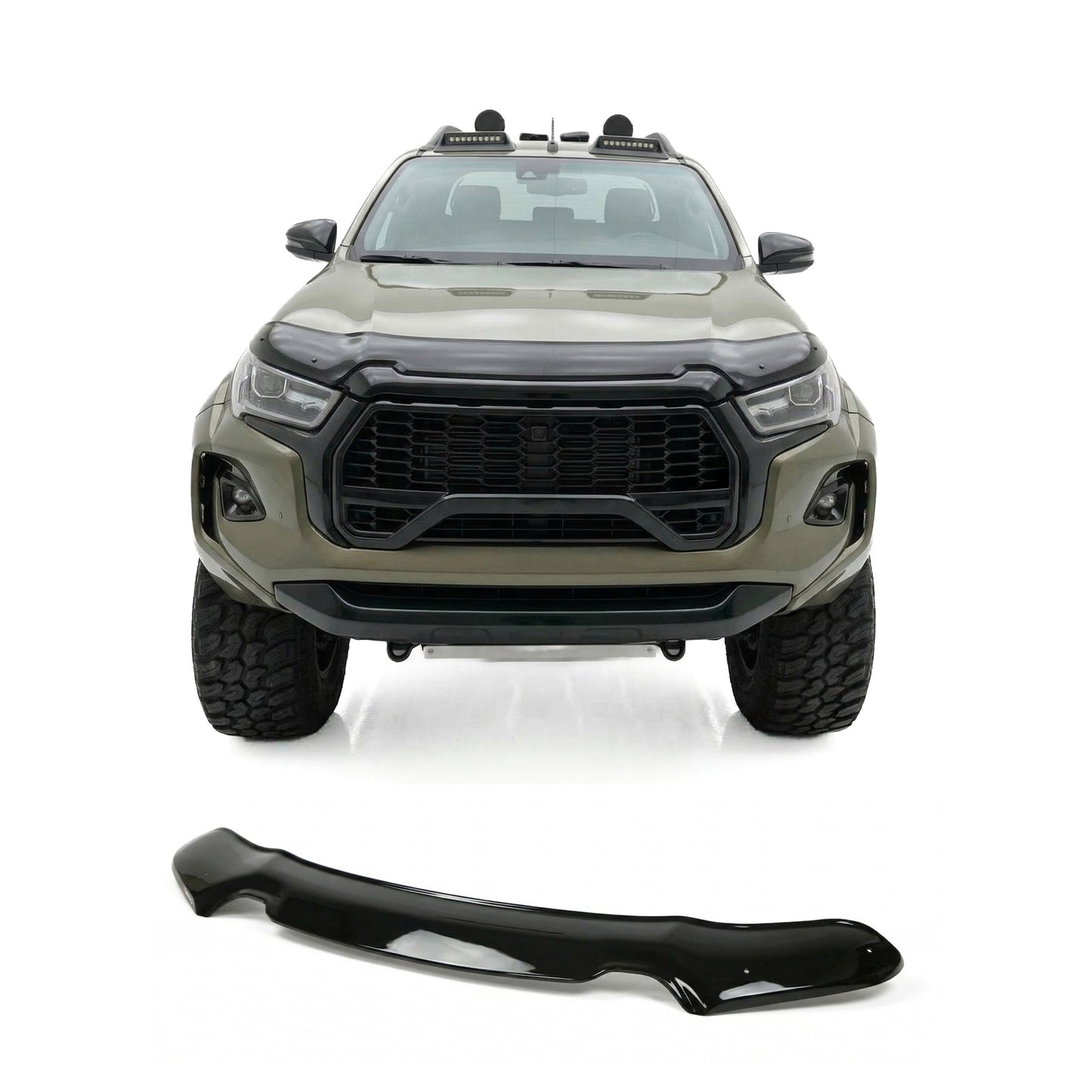 Toyota Hilux Hood Deflector 2021-2026, Hood Bug Shield, ABS Black