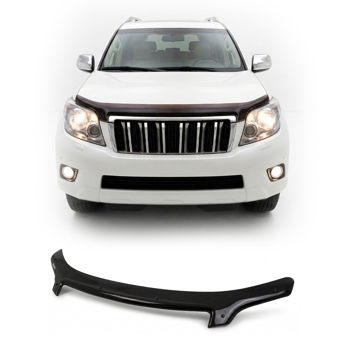 Toyota Land Cruiser Prado 150 Hood Deflector 2010-2013, Hood Bug Shield, ABS Black