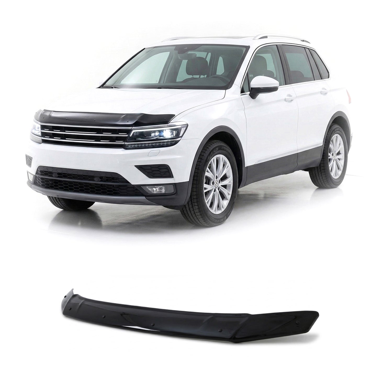 Volkswagen Tiguan Hood Deflector 2016-2023, Hood Bug Shield, ABS Black