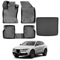 Alfa Romeo Tonale Floor Mats and Cargo Liner 2022-2026, All Weather TPE Front, Rear & Cargo Set