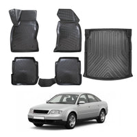 Audi A6 C5 Floor Mats and Cargo Liner 1997-2004, All Weather TPE Front, Rear & Cargo Set