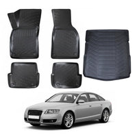 Audi A6 C6 Floor Mats and Cargo Liner 2004-2011, All Weather TPE Front, Rear & Cargo Set