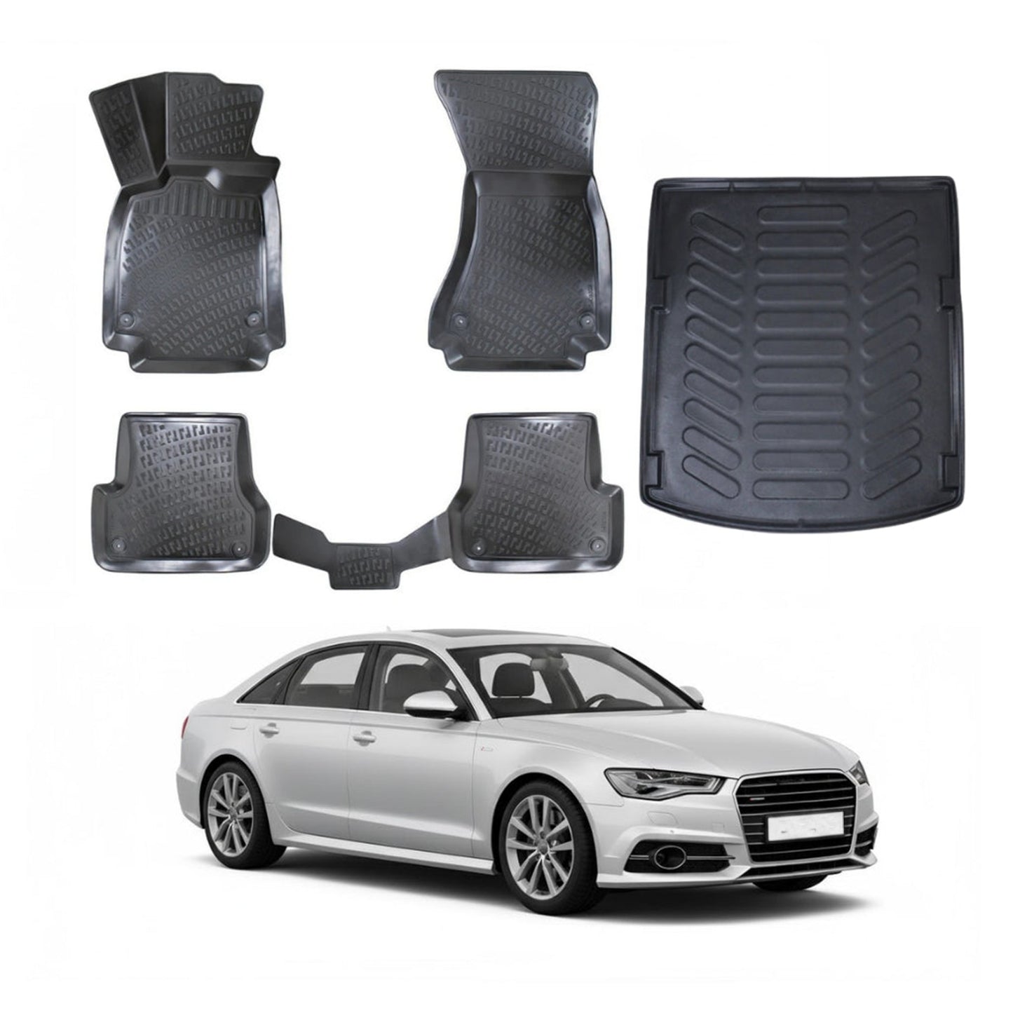 Audi A6 C7 Floor Mats and Cargo Liner 2011-2015, All Weather TPE Front, Rear & Cargo Set