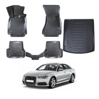Audi A6 C7 Floor Mats and Cargo Liner 2015-2018, All Weather TPE Front, Rear & Cargo Set