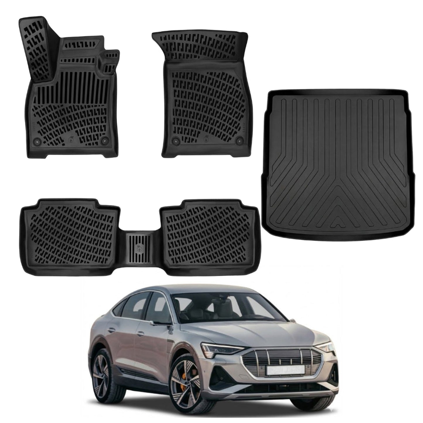 Audi e-Tron Sportback Floor Mats and Cargo Liner 2020-2023, All Weather TPE Front, Rear & Cargo Set