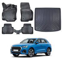 Audi Q3 Floor Mats and Cargo Liner 2018-2024, All Weather TPE Front, Rear & Cargo Set
