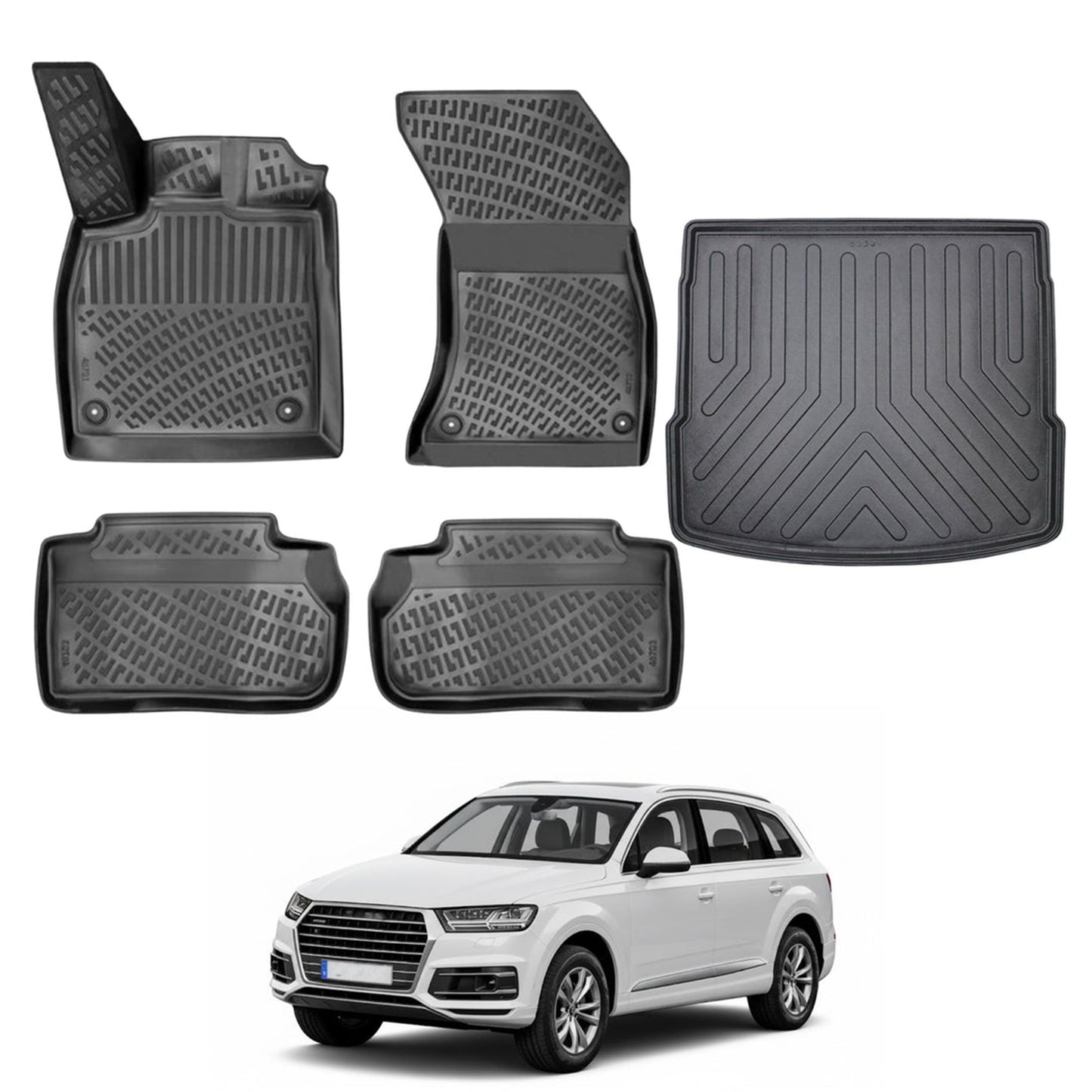 Audi Q5 Floor Mats and Cargo Liner 2017-2026, All Weather TPE Front, Rear & Cargo Set