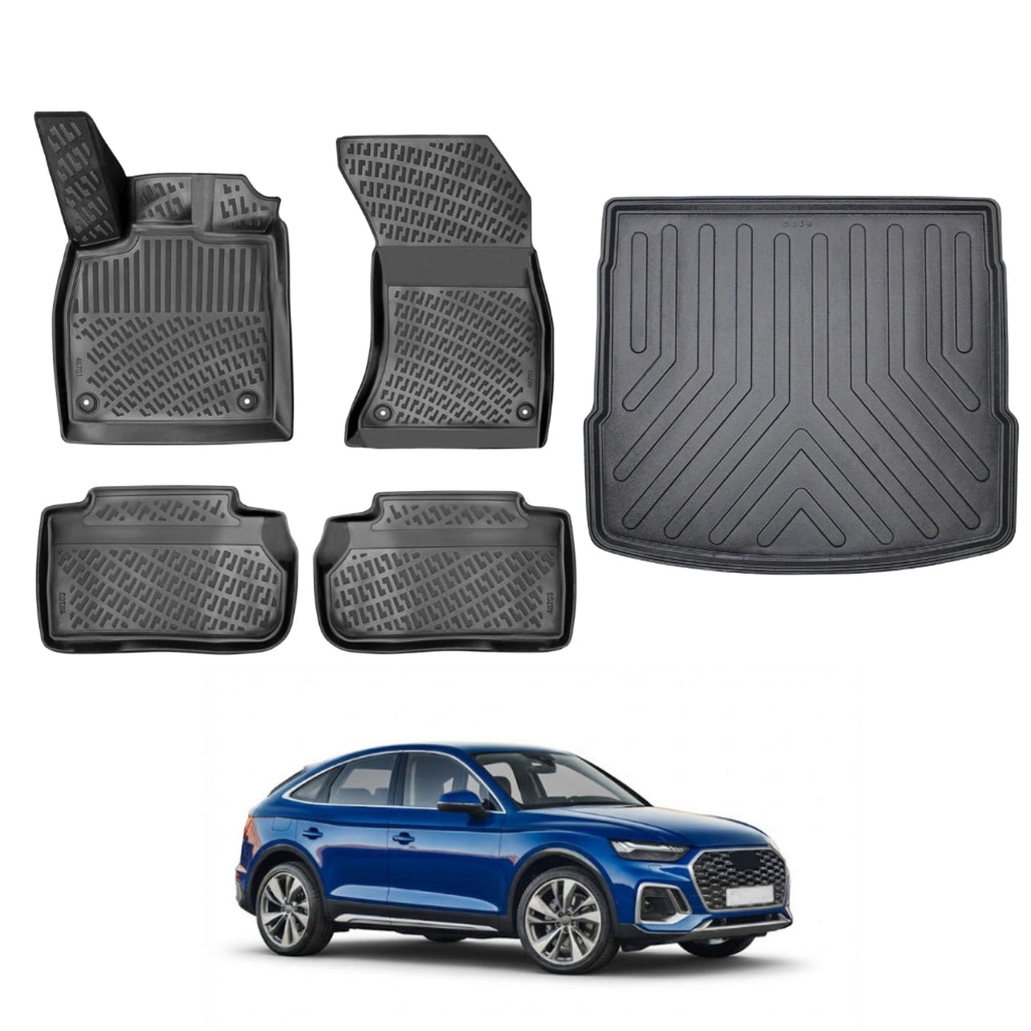 Audi Q5 Sportback Floor Mats and Cargo Liner 2020-2026, All Weather TPE Front, Rear & Cargo Set