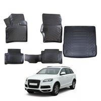 Audi Q7 Floor Mats and Cargo Liner 2006-2015, All Weather TPE Front, Rear & Cargo Set
