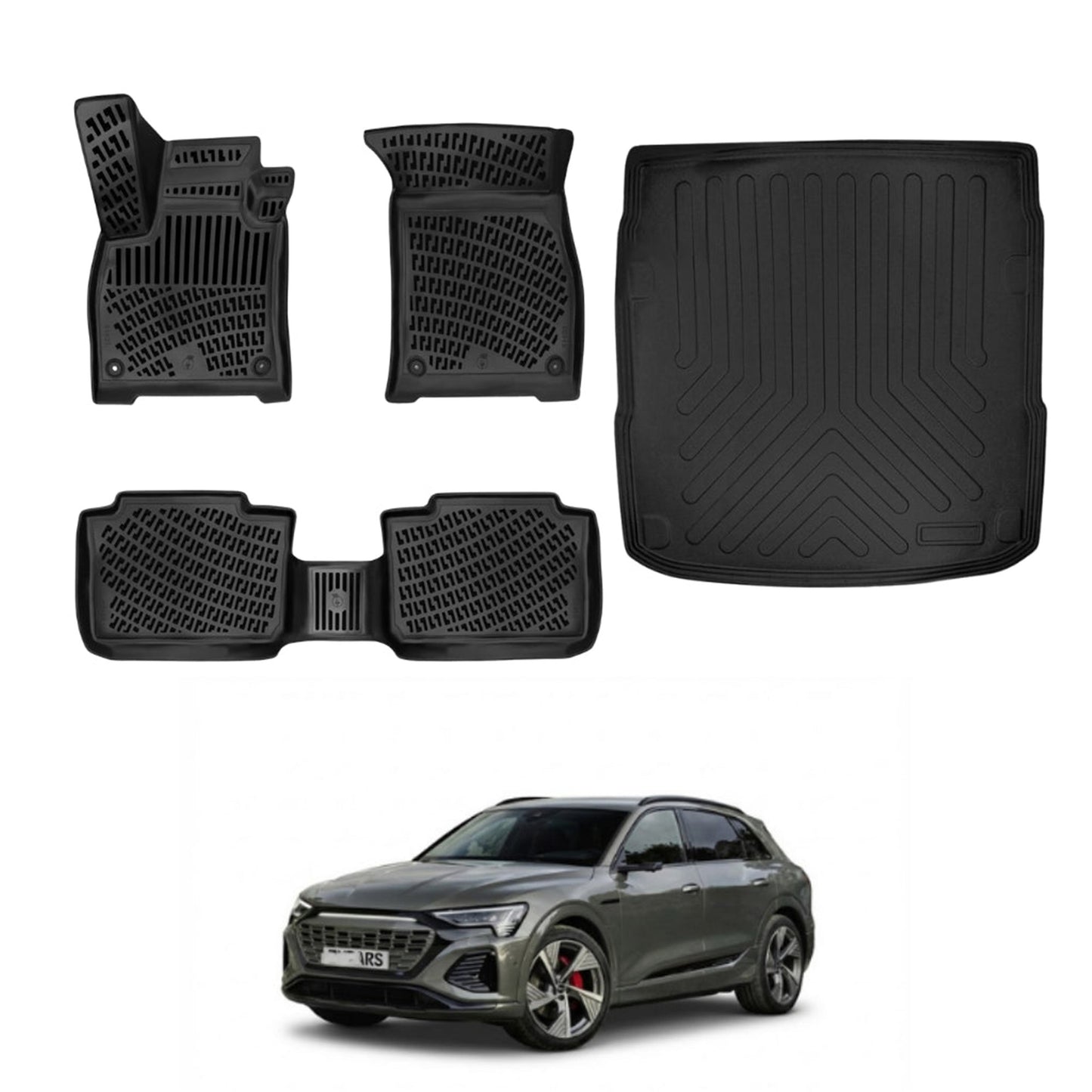 Audi Q8 e-Tron Floor Mats and Cargo Liner 2024-2026, All Weather TPE Front, Rear & Cargo Set