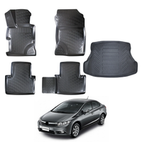 Honda Civic Floor Mats and Cargo Liner 2012-2016, All Weather TPE Front, Rear & Cargo Set