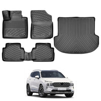 Hyundai Santa Fe Floor Mats and Cargo Liner 2020-2024, All Weather TPE Front, Rear & Cargo Set