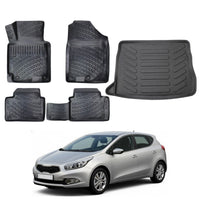 Kia Ceed Floor Mats and Cargo Liner 2012-2018, All Weather TPE Front, Rear & Cargo Set