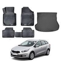 Kia Ceed Floor Mats and Cargo Liner 2012-2018, All Weather TPE Front, Rear & Cargo Set