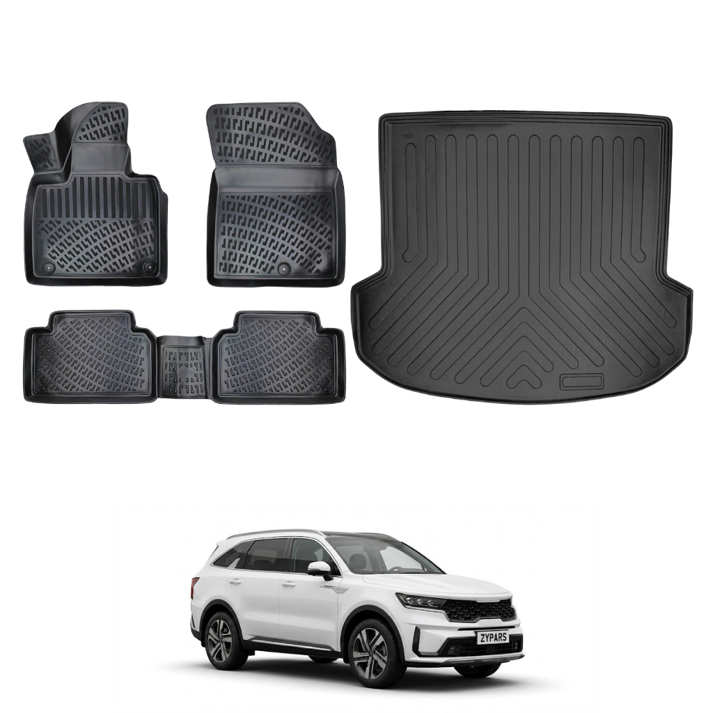 Kia Sorento Floor Mats and Cargo Liner 2021-2026 - Auto Accessory SKU: 4669