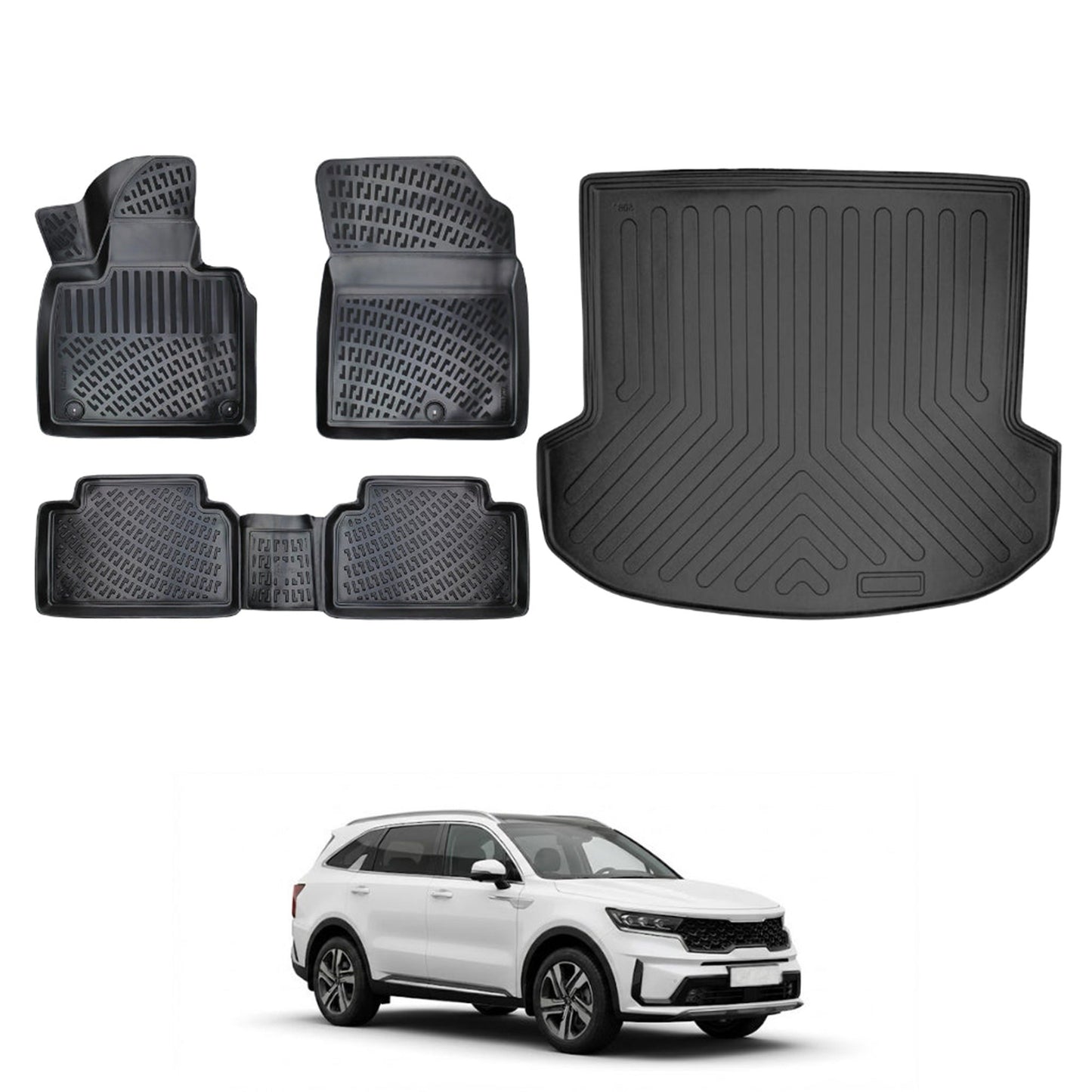 Kia Sorento Floor Mats and Cargo Liner 2021-2026 - Auto Accessory SKU: 4669