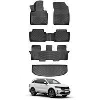 Kia Sorento Floor Mats and Cargo Liner 2021-2026, All Weather TPE Front, Rear & Cargo Set