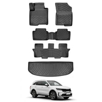 Kia Sorento Floor Mats and Cargo Liner 2021-2026, All Weather TPE Front, Rear & Cargo Set