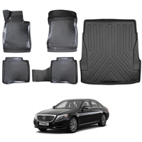 Mercedes S Class W222 Floor Mats and Cargo Liner 2014-2020, All Weather TPE Front, Rear & Cargo Set
