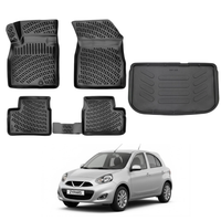 Nissan Micra Floor Mats and Cargo Liner 2010-2015, All Weather TPE Front, Rear & Cargo Set
