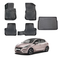 Peugeot 208 Floor Mats and Cargo Liner 2012-2019, All Weather TPE Front, Rear & Cargo Set