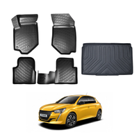 Peugeot 208 Floor Mats and Cargo Liner 2019-2026, All Weather TPE Front, Rear & Cargo Set