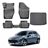 Peugeot 307 Floor Mats and Cargo Liner 2001-2014, All Weather TPE Front, Rear & Cargo Set