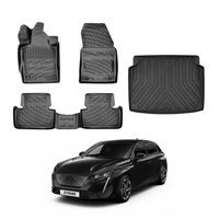 Peugeot 308 Floor Mats and Cargo Liner 2022-2026, All Weather TPE Front, Rear & Cargo Set